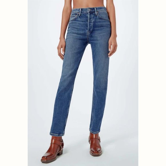 Re/Done 90s High Rise Ankle Crop Skinny Jeans 25 New Mid 70s wash